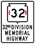32nd Division Memorial Highway Sign