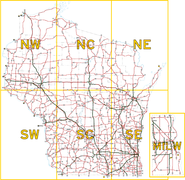 Wisconsin Highway Map With Exit Numbers Wisconsin Highways: Maps: State Trunk Highway Overview Map