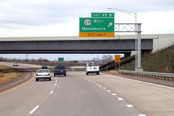 US-53 northbound at STH-29 interchange in Lake Hallie