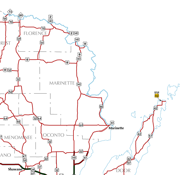 Northeast Wisconsin Trunkline Map