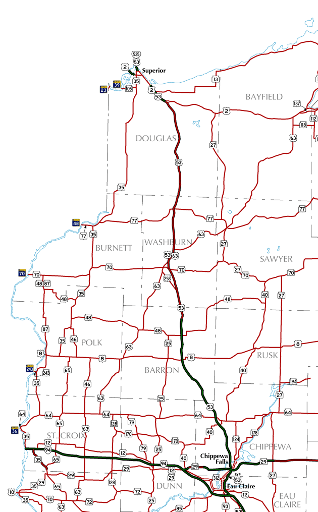 Northwest Wisconsin Trunkline Map