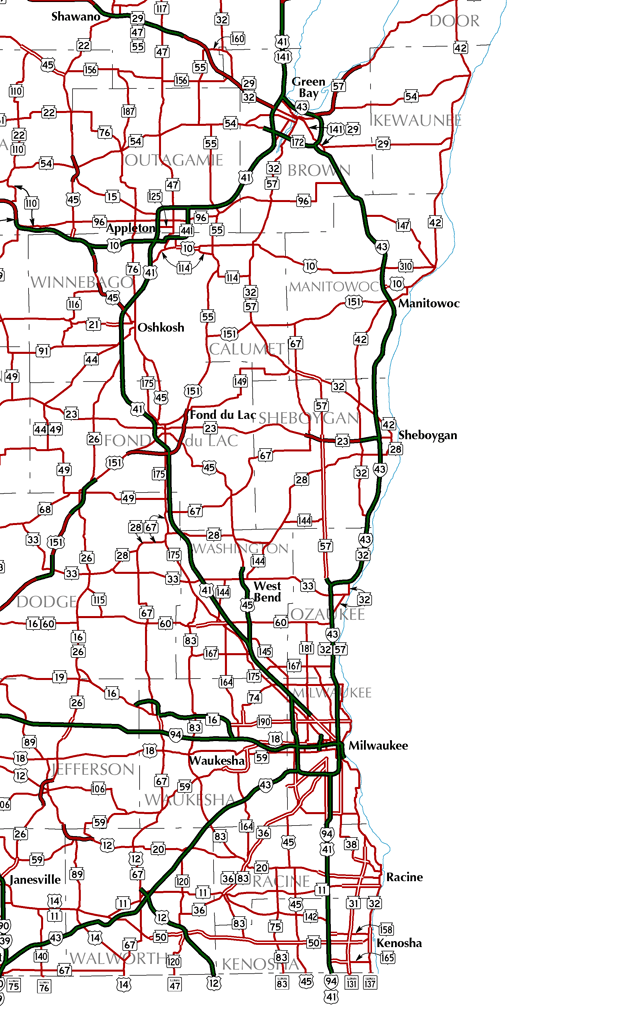 Southeast Wisconsin Trunkline Map