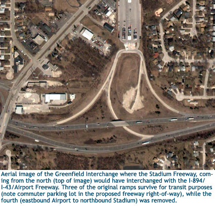 Aerial photo of the Greenfield Interchange.