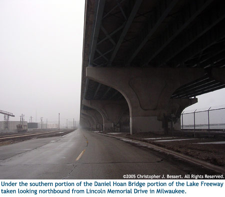 Under the Hoan Bridge on the Lake Freeway, Milwaukee.