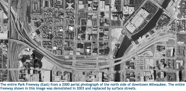 Aerial photo of the Park Freeway East, 2000.