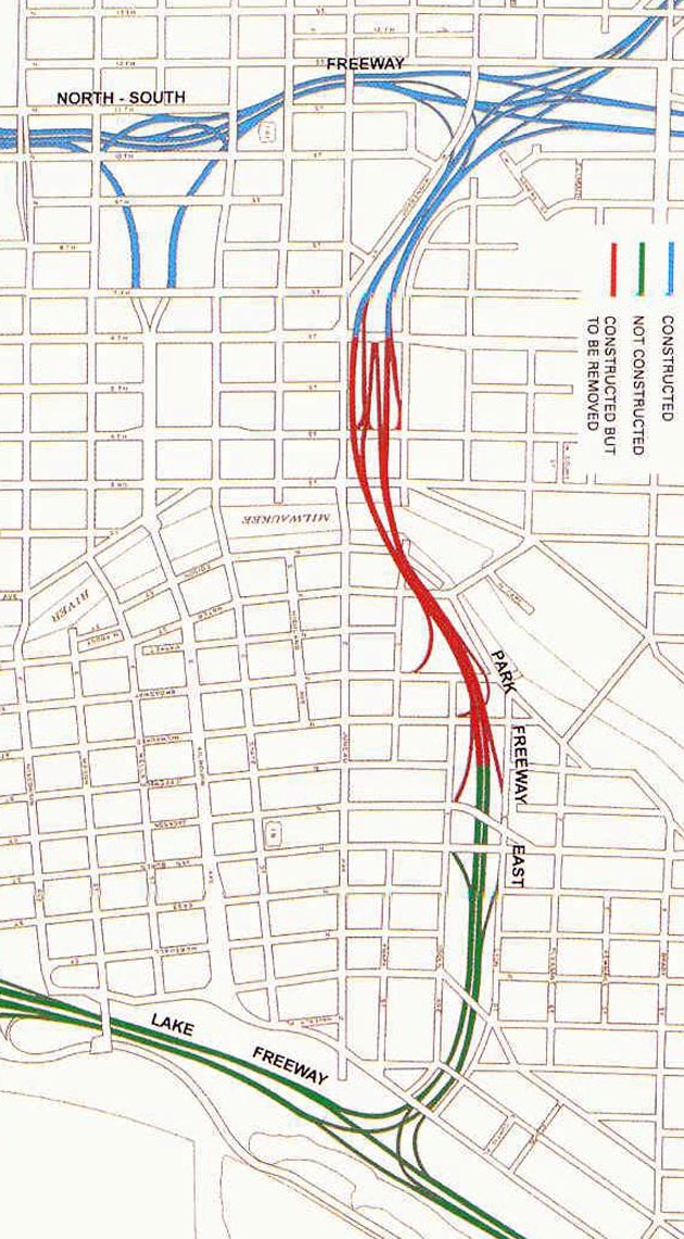 1964 Map of Park Freeway East