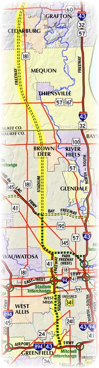 Map of Stadium Freeway