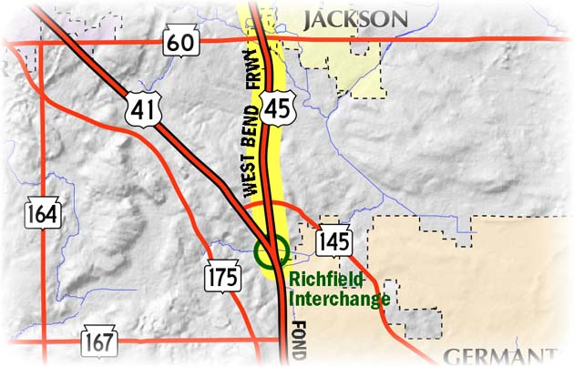 Map of West Bend Freeway