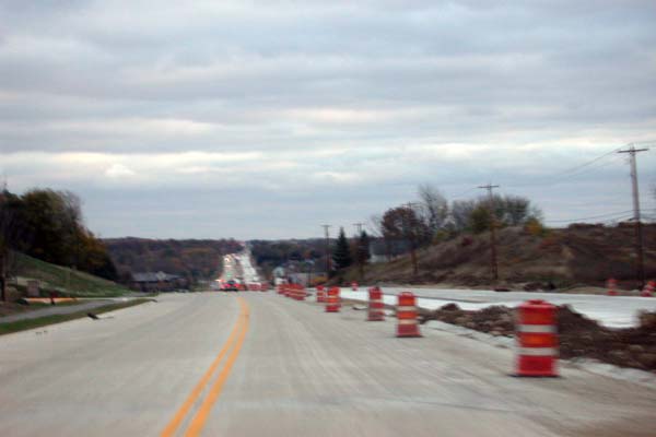 Construction along CTH-J south of STH-190