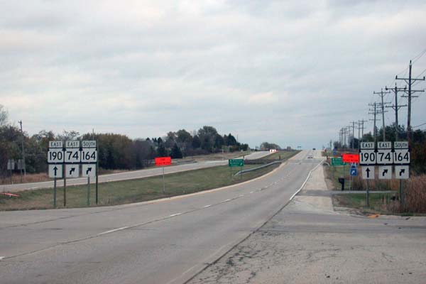 STH-190 & STH-164 eastbound at STH-164 SOUTH & STH-74 NORTH