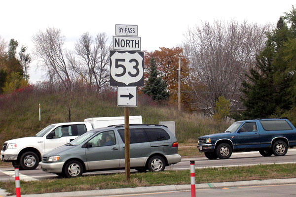 BYPASS US-53 route marker at North Crossing